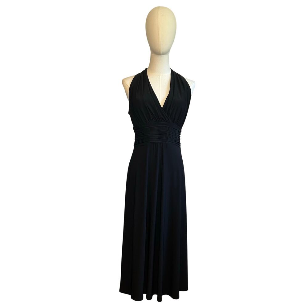 Evan Picone 6 Black Sleeveless Midi Dress Minimalist Formal Cocktail Gown Glam